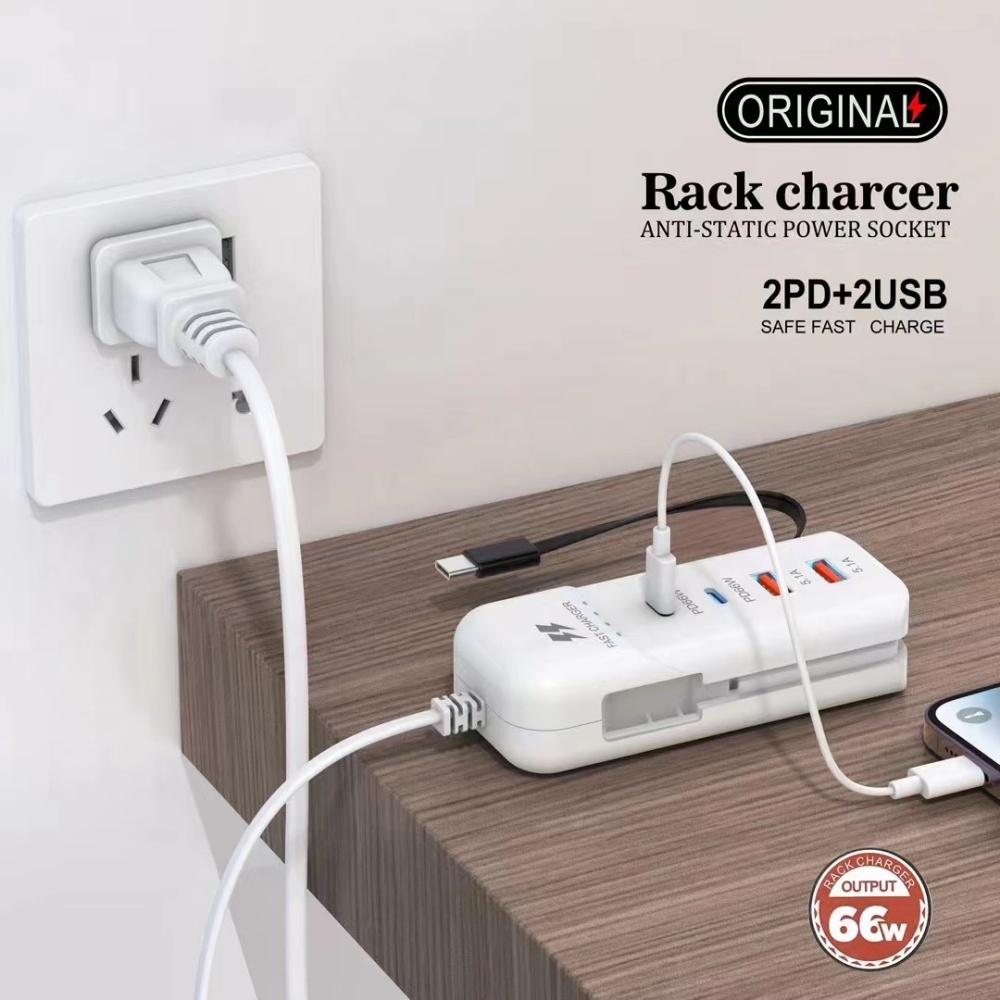 4 Ports USB Charger Socket 66W Muti Ports Fast Charging Phone Charger Power Strip For Xiaomi Samsung EU/US/UK Plug Wall Charger