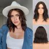 Short Bob Brown Dark Blue Synthetic Wig Women's Bangs Black Wig Party Cosplay Everyday Use Natural Hair