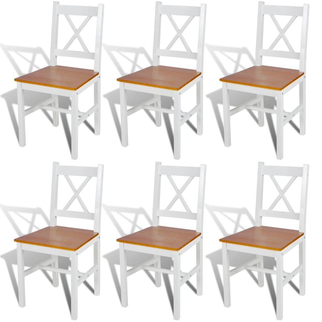 Esszimmerstühle Set von 6 Weißes Kiefernholz