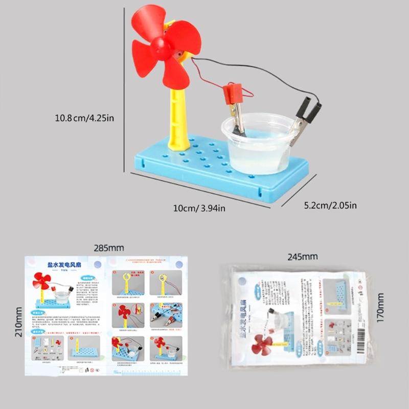 Science Demonstration Hand Making Saltwater Powered Generator Fan Set Enhancing Physics Education and Handcraft Skills