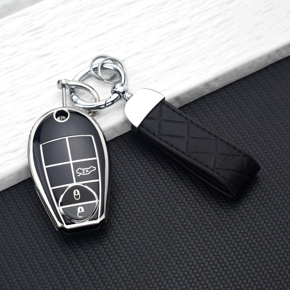 Silvery Soft TPU Car Key Case for Jeep Grand Cherokee for Dodge Ram Durango Magnum Chrysler Anti-scratch Key Bag Car Accessories