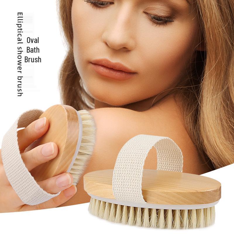 Lotus Wood Bath Brush with Medium Bristle Softness – Ideal for Exfoliating, Scrubbing, and Massaging Body.