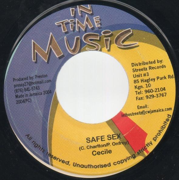 7inch Record CE'CILE - Safe Sex NONE In Time Music 2004 Jamaica Reggae, Ska & Dub Used
