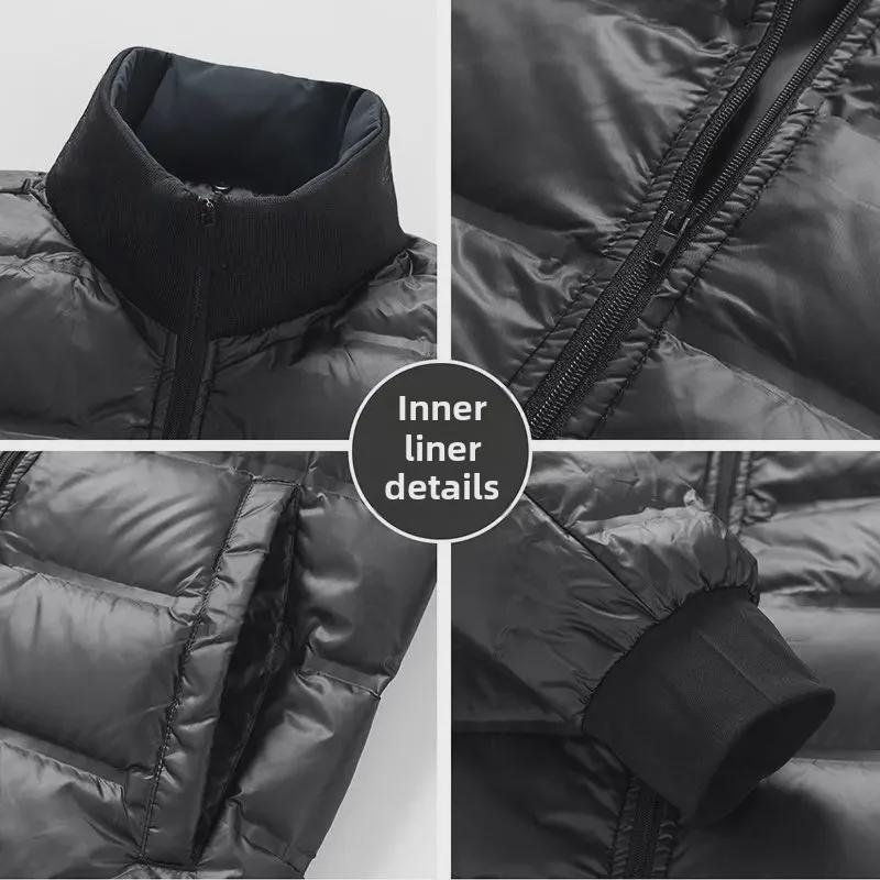 Herren-Winterjacke mit Gänsedaunen und Kapuze: Warmes, verdicktes, herausnehmbares Futter, ideal für Menschen mittleren Alters und ältere Menschen, 3-in-1-Kleidung.