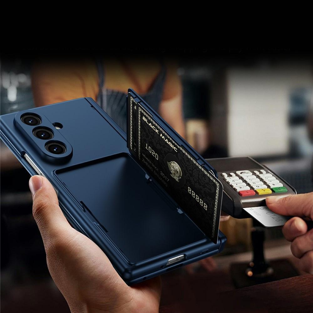 Samsung Galaxy Z Fold 8 Ultra Hülle, Kartenhalter, mit Glas für äußeren Bildschirm, Blau