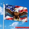 Outdoor Garden Flag, 1pc Pack, Suitable for Multiple Scenes, Multiple Sizes Available, Spreading-Wings Eagle Pattern On Wooden Pole, Vibrant American