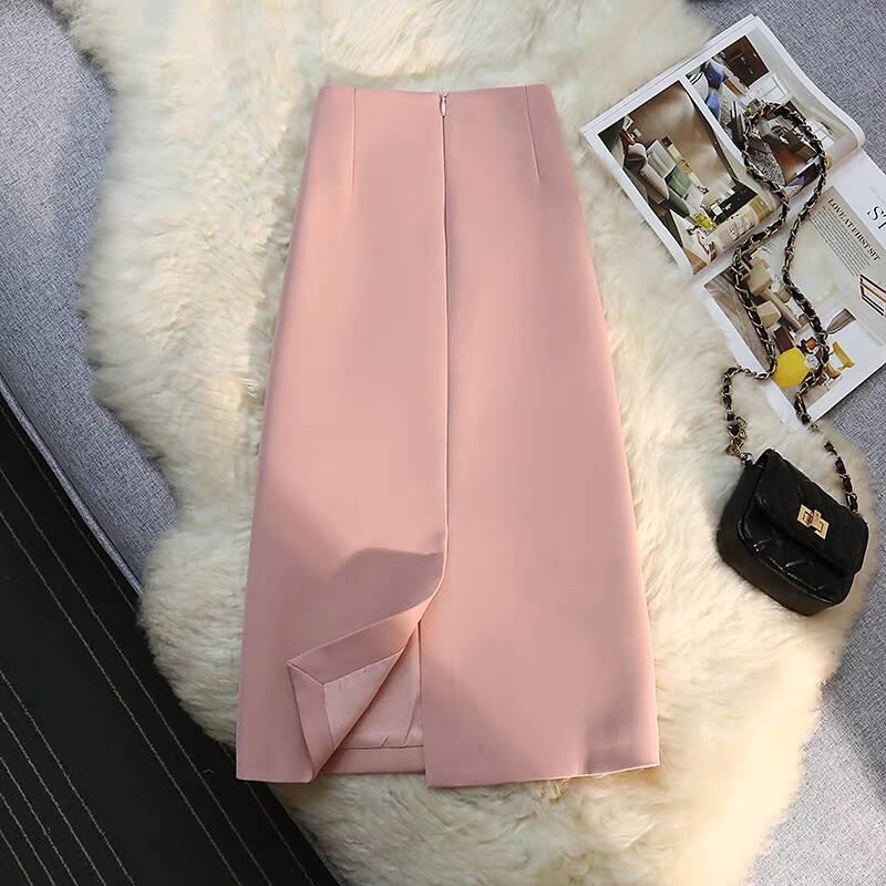 Kaki Hoge Taille A-lijn Midi Rok - Dames Lente/Herfst 2025 Collectie