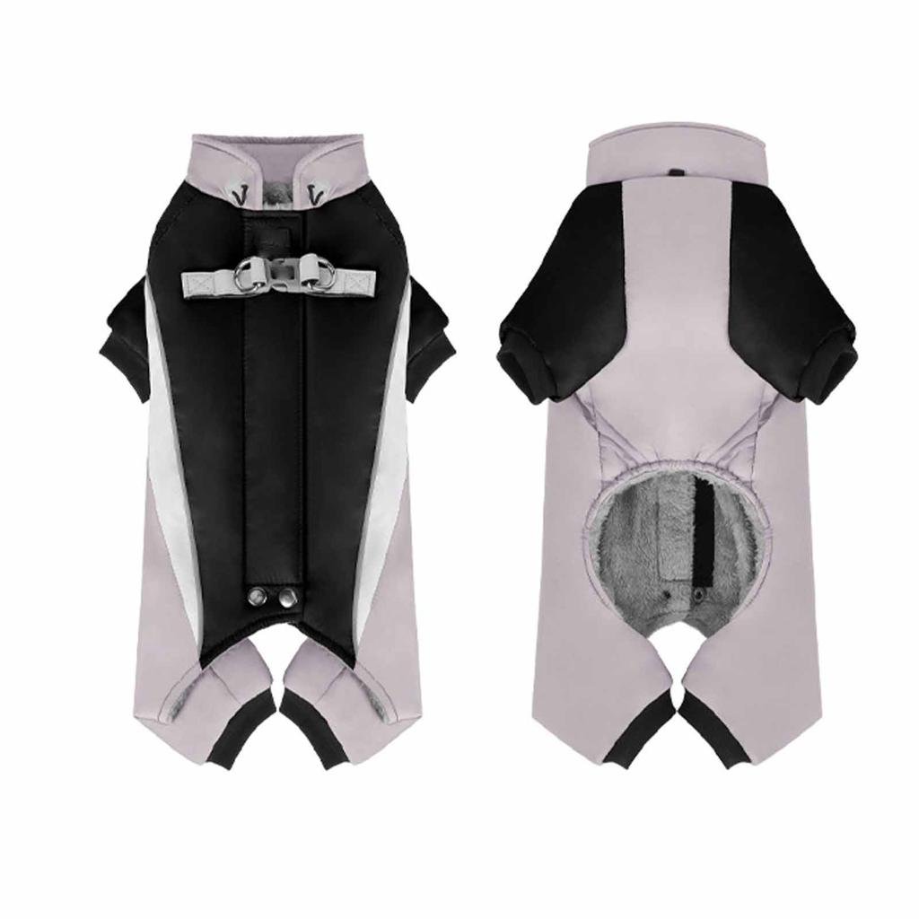and winter pet clothing: Warm and fleece, four-legged dog coat, cotton jacket, reflective dog clothes that can the dog