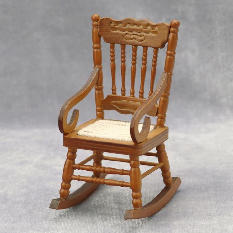 Miniatur-Puppenhäuser Ausstellungs-Sessel Schaukelstuhl Modell 1/12 Maßstab, Realistischer Zakka Vintage Stuhl Puppenhäuser Miniatur