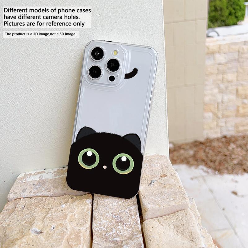 Cartoon problem cat Phone Case For IPhone 17 Pro Max 16 17 15 Pro 14 13 Plus 12 Mini 11 16E 17Air Cases Transparent Soft Covers