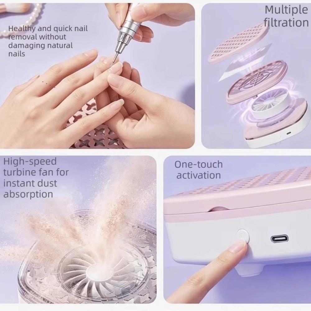 Silent Nail Art Dust Collection Machine Portable USB Nail Dust Remover Nail Suction