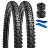 YunSCM Set of 2, 24x1.95 Tires, 24x1.95 53-507 Bicycle Tires + Tubes with 32mm Schrader Valves + Tire Levers, for 24-inch 1.95 Mountain Bikes, Y-1001A