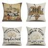 Thanksgiving Linen Pillow Case Autumn Pumpkin Print Supply Pillow Cushion Cover Premium Durable Quality Useful