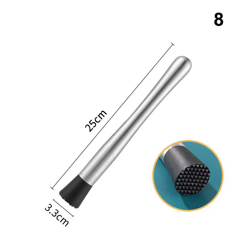 Stainless Steel Crushed Ice Hammer Multifunctional Popsicle Sticks Cocktail Swizzle Stick Fruit Lemon Muddle Bar Tools