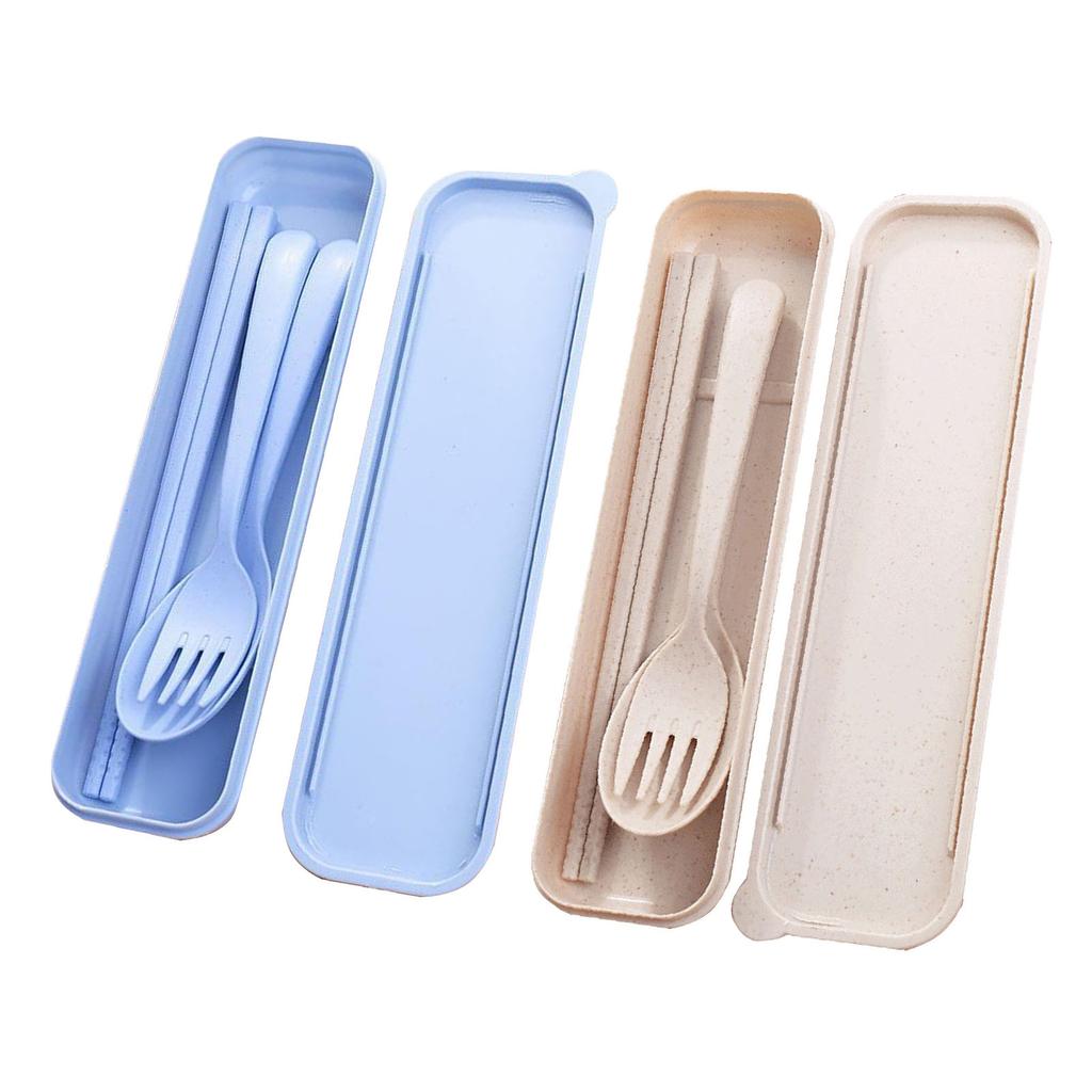Wiederverwendbares Reisebesteck-Set mit Etui Tragbare Essstäbchen Gabel Löffel Geschirr Umweltfreundliches Besteck Picknick Camping Besteck