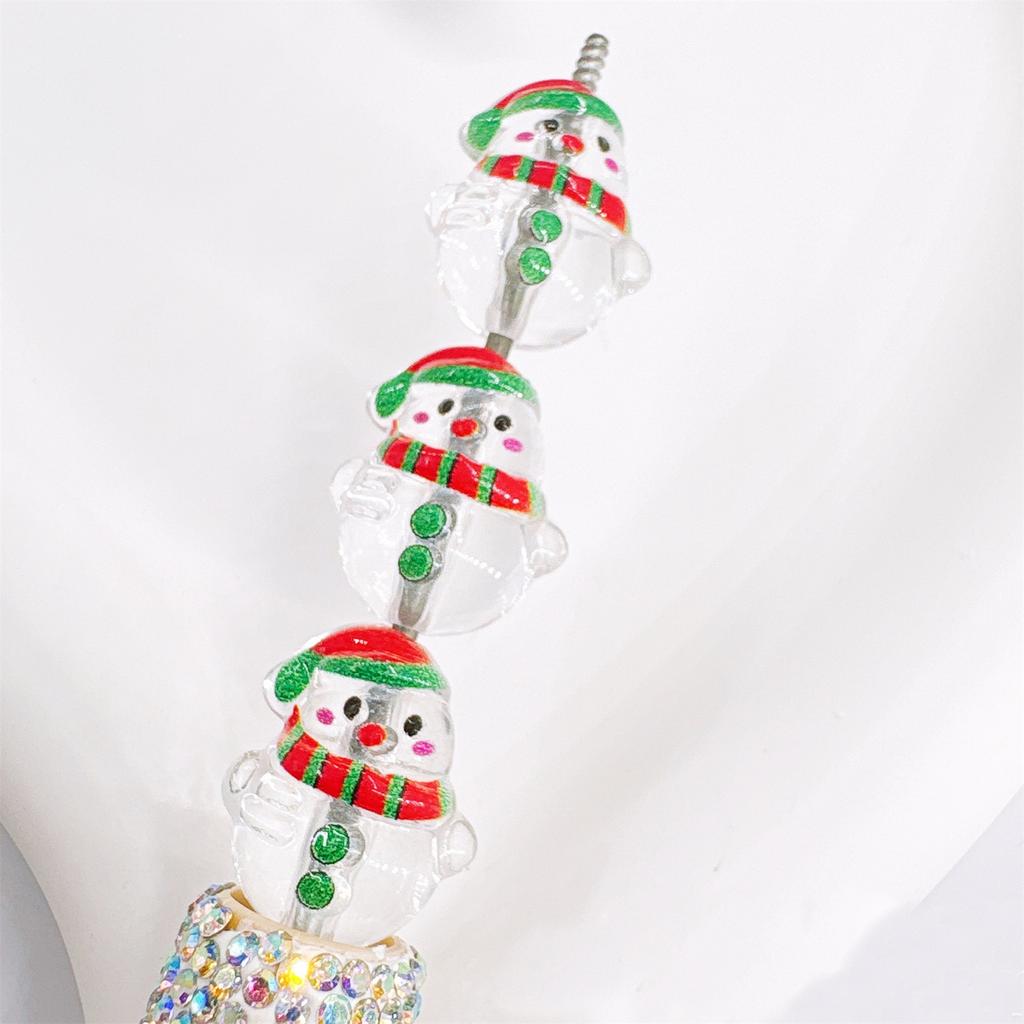 100Pcs Christmas Snowman Beads with Hole 16x20mm Acrylic Beads For Art Craft Bracelets Jewelry Making Holiday Decoration