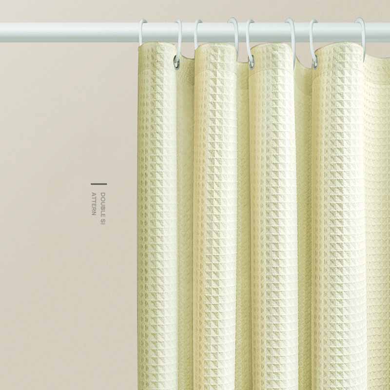 Thickened Jacquard Waffle Shower Curtain Pure Color Waterproof Bathroom Partition Easy Install Privacy Screen