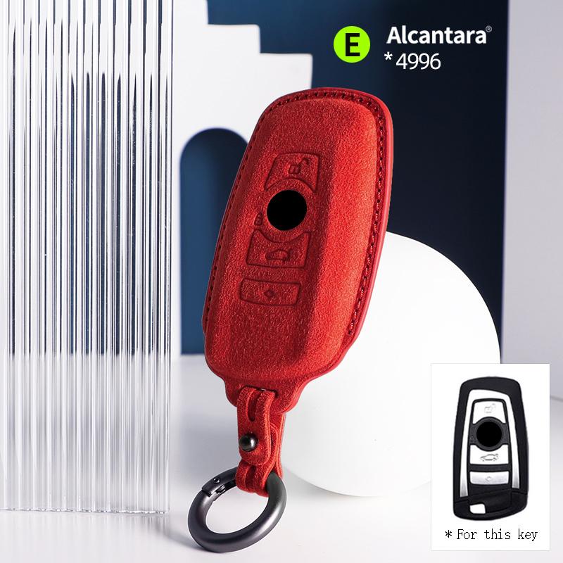4 buttons Car Key Case cover Alcantara For BMW Series X3X4X5X6 3 5 7 Series F15 F16 F20 F22 F30 F32 G30 Suede Keychain