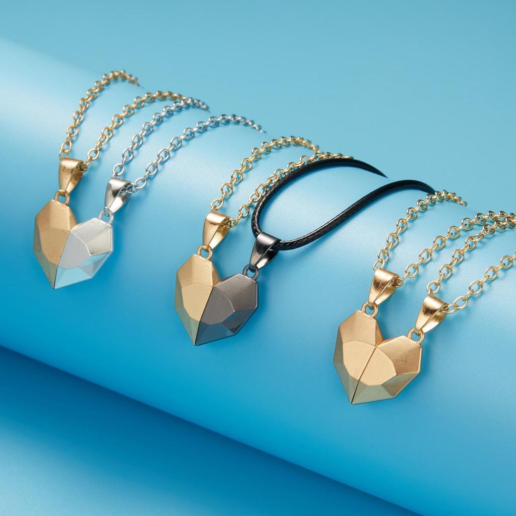 Magnetic Love Necklace Set: Black & White Wishing Stones for Couples