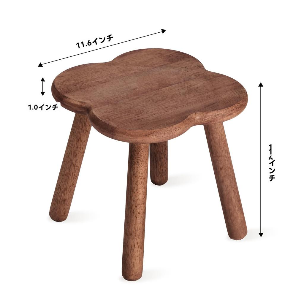 Pinyunxuan Wooden Clover-Shaped Children's Chair, Mini Stool, Round Chair, Low, Small Chair, 24x24cm, Footrest, Plant Stand, 80kg Weight Capacity, Nat
