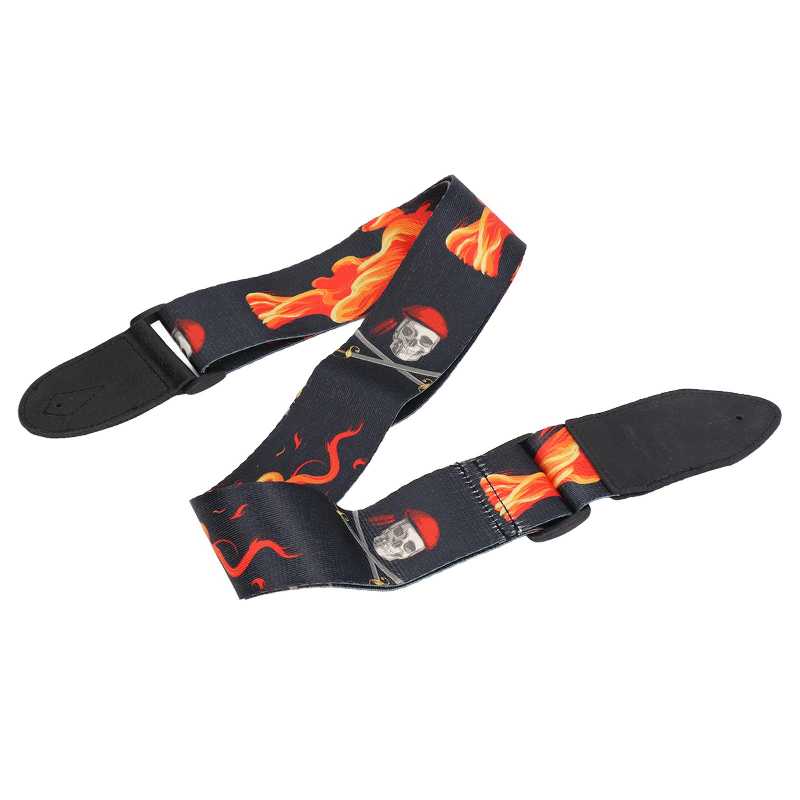 

Гитарный наплечный ремень с рисунком пламени, модный, дышащий, стабильный, сменный ремень для бас-гитары