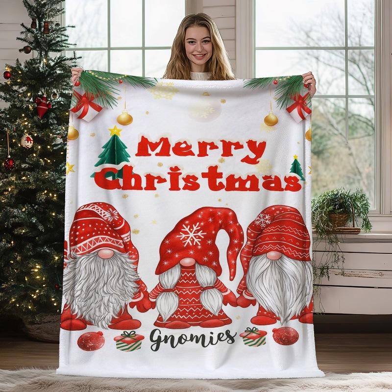Christmas Geometric Theme Digital-printed Polyester Velvet Flannel Soft Sofa Cover Blanket Fleece Sofa Cover Blankets for Beds