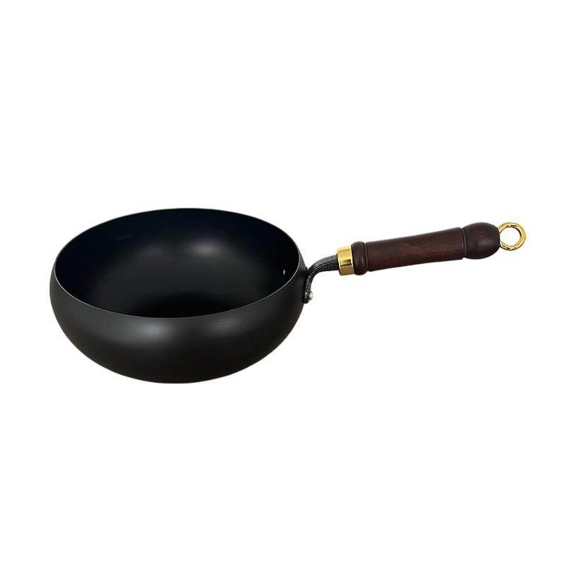 Wok de Acero al Carbono de Alta Resistencia Antiadherente Profundo Redondo para Freír Cocina en Estufa de Gas Salteado Sopa