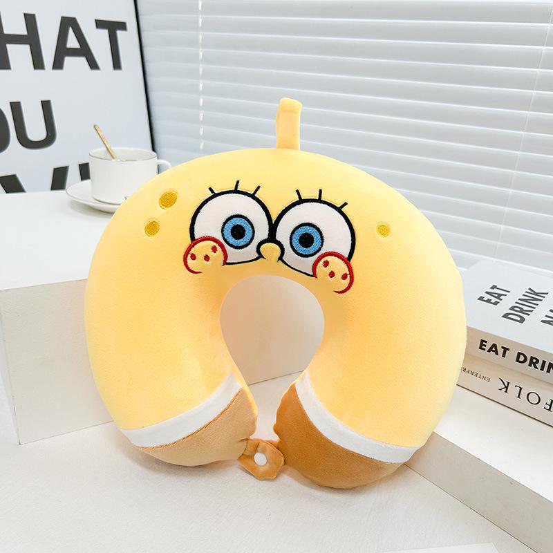 Cartoon Memory Foam U-Shaped Travel Neck Pillow for Airplane, Car & Student Use