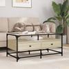VidaXL Coffee Table and Glass Top Sonoma Oak 98.5x50x45 Cm Steel, Side Table, Living Room Table, Tea Table, End Table 846045