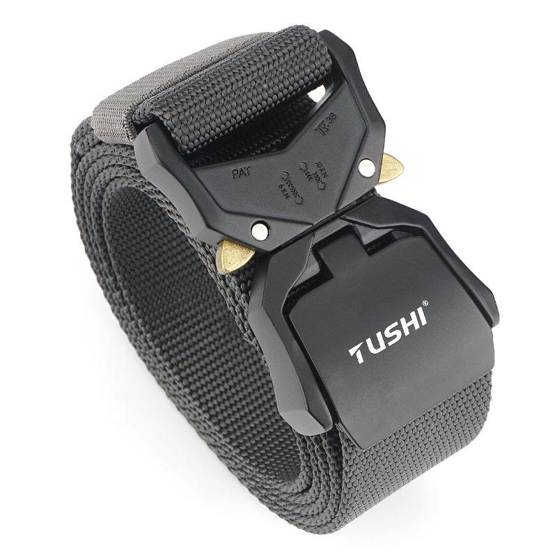New Double Quick-release Aluminum Alloy Buckle Nylon Belt, Men's Cobra Tactical Belt