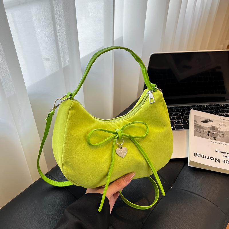 New bow handbag textured underarm bag women's autumn and winter portable shoulder bag casual messenger bag