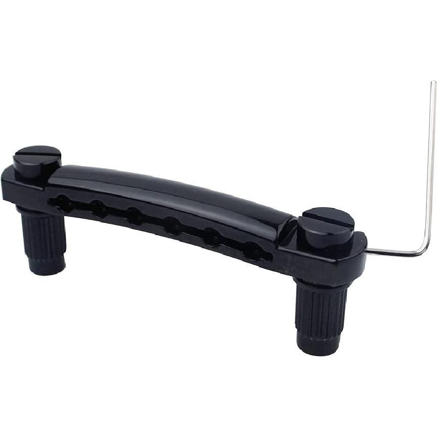 Guyker Guitar Tune-O-Matic Tailpiece Stop Bar with Studs - Bridges Parts Replacement for LP SG Style 6 String Electric Guitar (GS001, black)