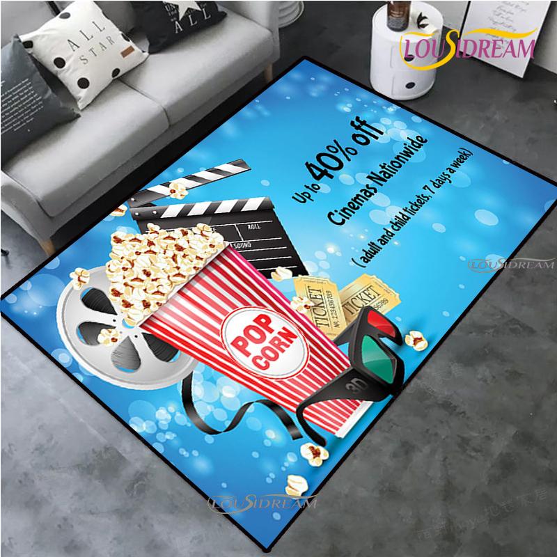 Movie Night Clapboard Area Rug Home Theater Film Art Rugs Cinema Carpet Non-Slip Home Decoration for Bedroom Living Playing Room