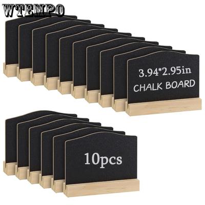 10pcs Mini Chalkboard Signs with Stand Reusable Wooden Tabletop Chalkboard Blackboard Ornament Double-sided Blackboard Message Board