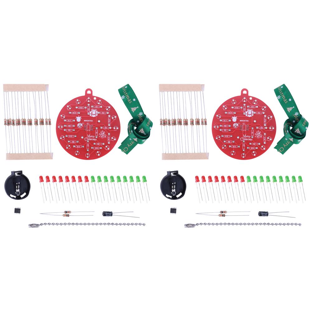 NE555 Christmas Tree Soldering Kit Red and Green LED Blinking Soldering Project DIY Kit Flashing Lights Soldering Practice Board