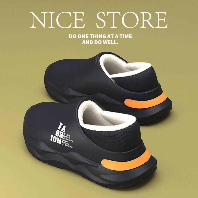 EVA waterproof cotton slippers winter 2025 new velvet warm thick-soled bag and cotton shoes