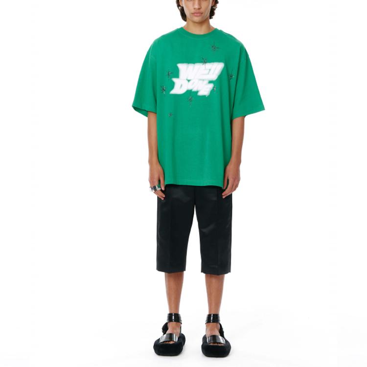 WE11DONE T-Shirts Unisex Green Crew Neck Moderate Straight Fit WD-TT1-22-664-U-GR