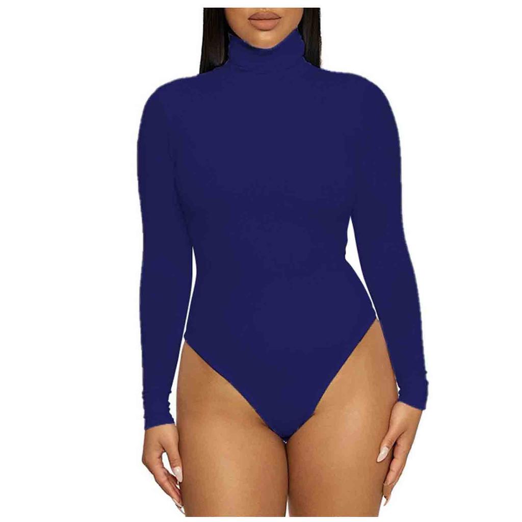 Women's Fashion Colour Casual Sexy Bottoming Shirt Long Sleeve Jumpsuit