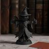 Matte Black Resin Statue Pumpkin Scarecrow with Crow Figurine 3D Printed Gothic Dark Witch Home Decor Hat Jack-o'-Lantern Statue Halloween
