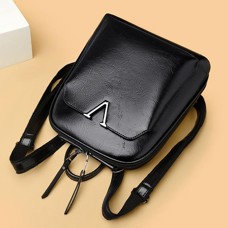 Bag for Women Luxury Soft Leather Retro Women's Backpack High-quality Texture Solid Color Simple Schoolbag for Women