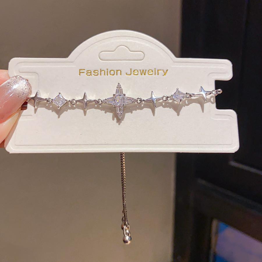 Zircon Star Geometric Pendant Bracelet For Women With Cubic Zirconia Luxurious Style