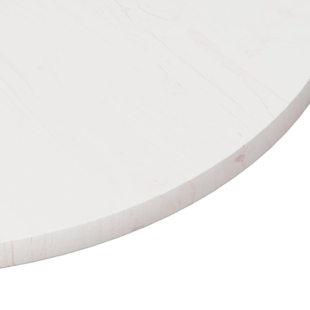 Table Top White Ø80x2.5 cm Solid Pine Wood