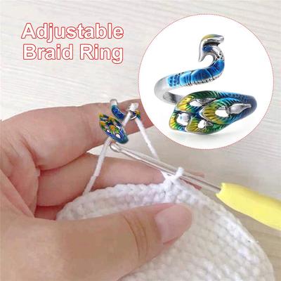 Adjustable Peacock Thimble Yarn Guides Crochet Ring Sewing Accessories Knitting Loop