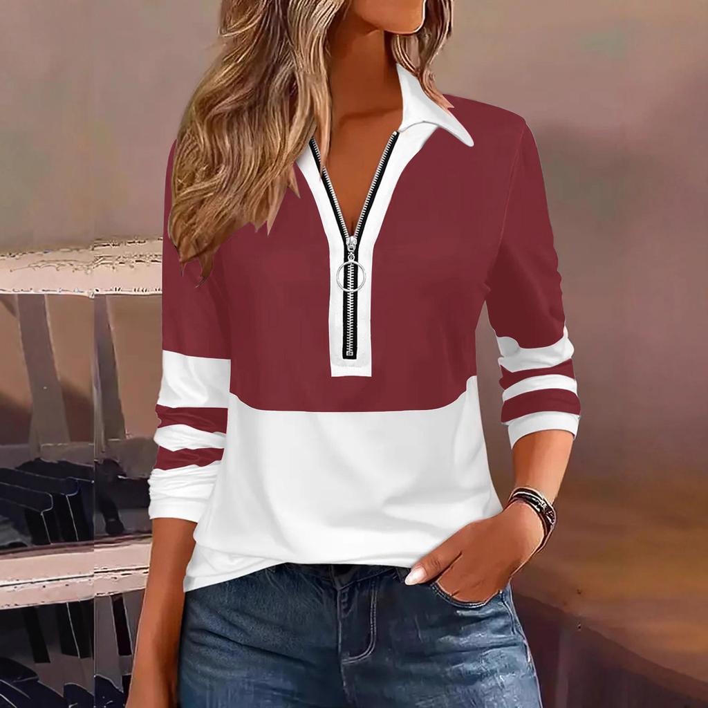 Women's Long Sleeve V Neck Blouse Business Casual Tunic Top Loose Fit Work Shirt