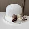 Summer new flower knitted basin hat women's face small curling edge fashion sun hat French sunscreen top hat
