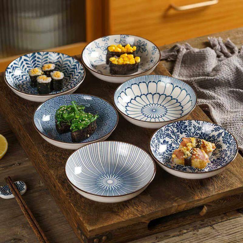 Japanese sushi plate creative plate Internet celebrity small dessert plate barbecue hot pot plate household fruit plate 4pcs