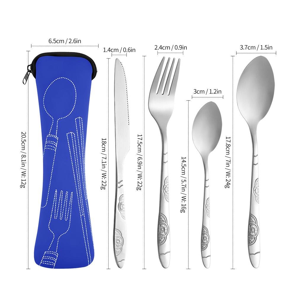 Compact Stainless Steel Cutlery Set: Spoon, Fork, Chopsticks, Knife - Ideal for Outdoor Travel