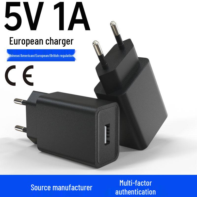 5V1A USB Charger with LED Display, CE Certified, US/EU Standard, 12W, Black.