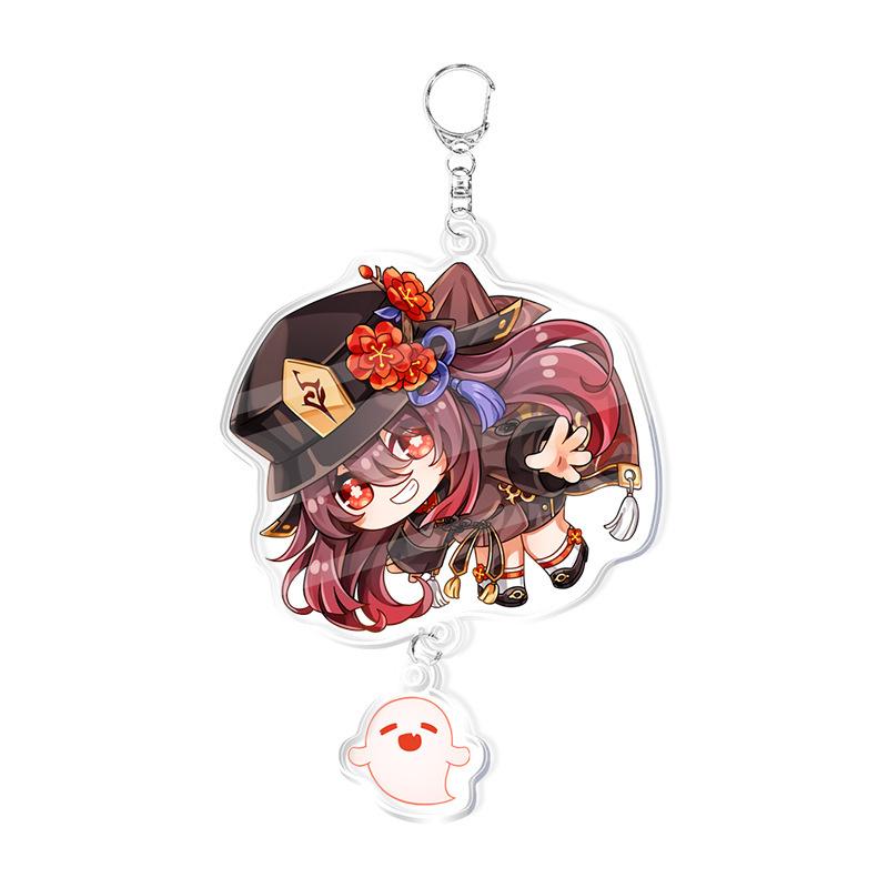Game Genshin Impact Keychains Acrylic Model School Bag Jewelry Keychian Metal Holder Key Ring For Children Girl Men Accessories