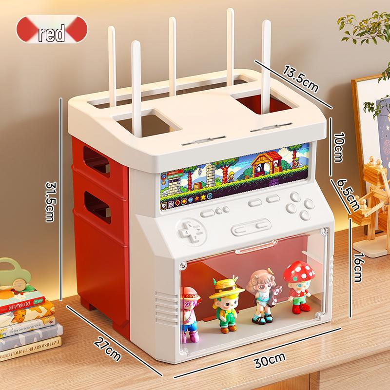 Golden Cat WiFi Router Storage Box and TV Set-Top Shelf with Wire Organizer